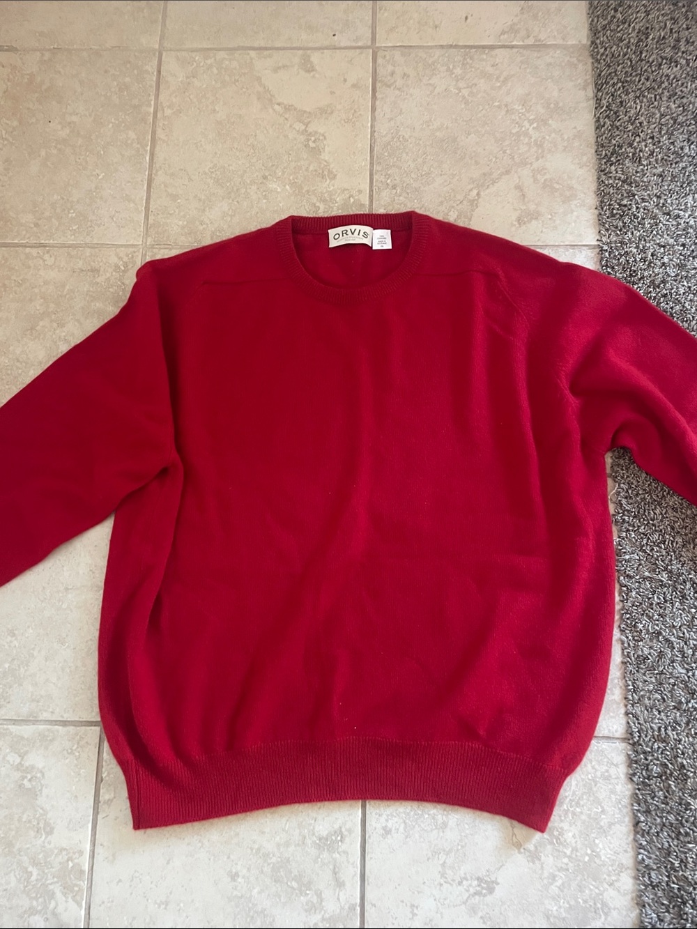 Orvis Men's Bright Red Crewneck Cashmere Sweater
